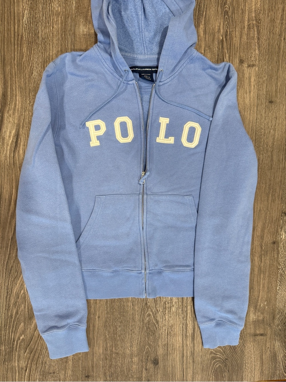Polo Ralph Lauren Sky Blue Zip Front Hoodie Size Small
